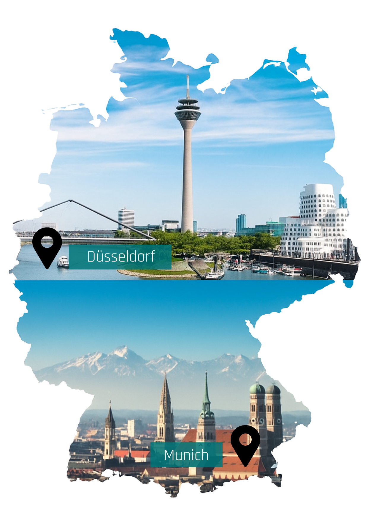 Deutschlandkarte-Duesseldorf-Munich-Rand